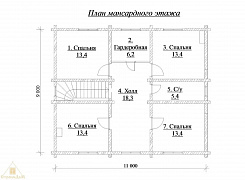 Объект №1Д: домокомплект двухэтажного дома из бруса с террасой 2