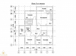 Объект №53: двухэтажный дом из бруса 195х130 с крыльцом, верандой и балконом 2