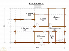 Объект №111: дом из бруса 142х145 с балконом и гаражом 2