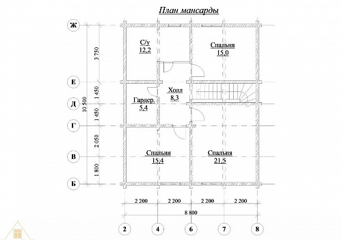 Объект №40Д: домокомплект двухэтажного дома с баней, крыльцом и гардеробной 3