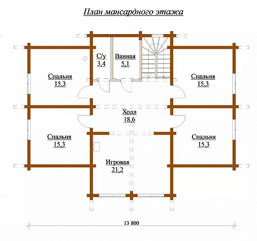 Двухэтажный дом из бруса с баней, 2 террасами и кухней-столовой № КД153 - фото 6
