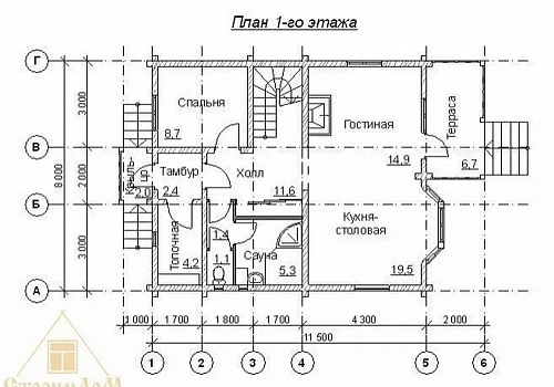 Oбъект №1: двухэтажный дом из бруса 195х130 с балконом 1 Oбъект №1: двухэтажный дом из бруса 195х130 с балконом 1