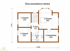 Объект №14Д: домокомплект двухэтажного дома из бруса с кабинетом и гардеробом 4