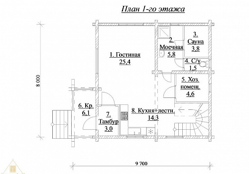 Объект №47: двухэтажный деревянный дом из бруса 192х145 с крыльцом 1