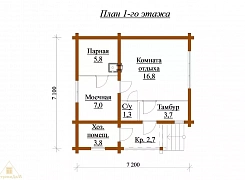 Баня из бруса 192х145 с крыльцом 1